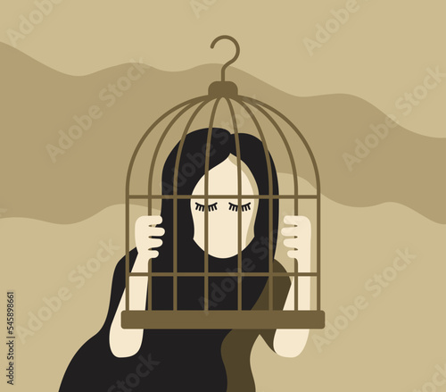Anxious and lonely person with closed lifestyle