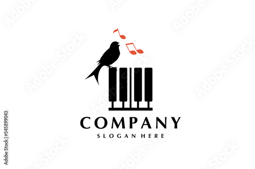  Bird Piano Music Key Notes Silhouette logo design inspiration
