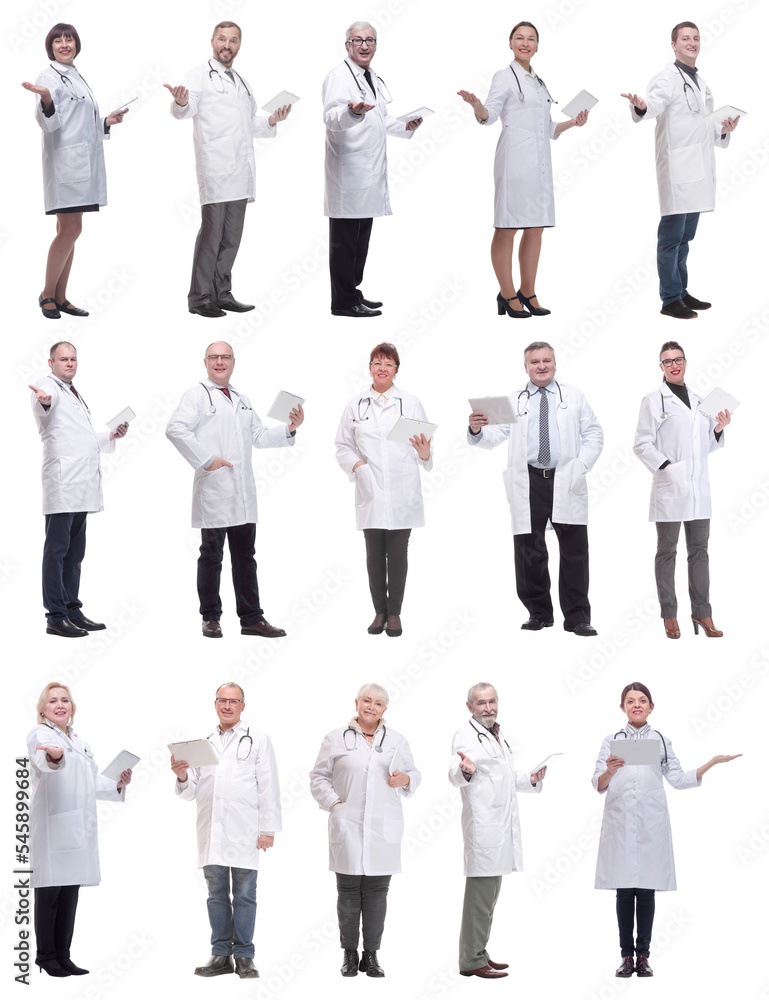 group of doctors with clipboard isolated on white group of doctors with clipboard isolated on white