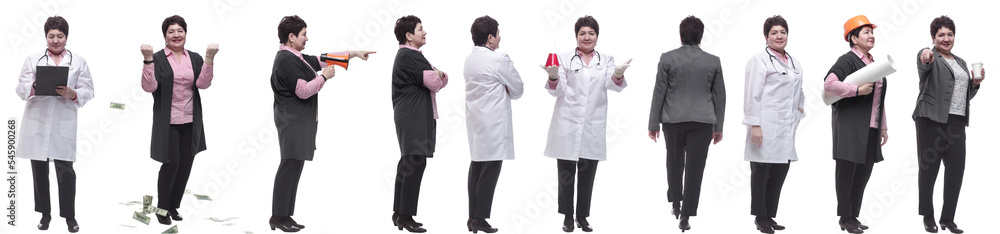 collage of a woman in full growth displaying many professions collage of a woman in full growth displaying many professions