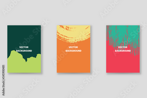 Abstract background set, grunge texture. Minimalistic art, brush strokes style. Design for card, brochure, banner idea, book cover, booklet print, flyer sheet a4. Collage page, web header template.