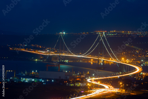 Osmangazi Bridge (Izmit Bay Bridge). IZMIT, KOCAELI, TURKEY. Longest bridge in Turkey and the fourth-longest suspension bridge in the world by the length of its central span. photo