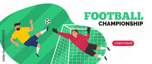 football  championship soccer players with ball web banner design vector illustration