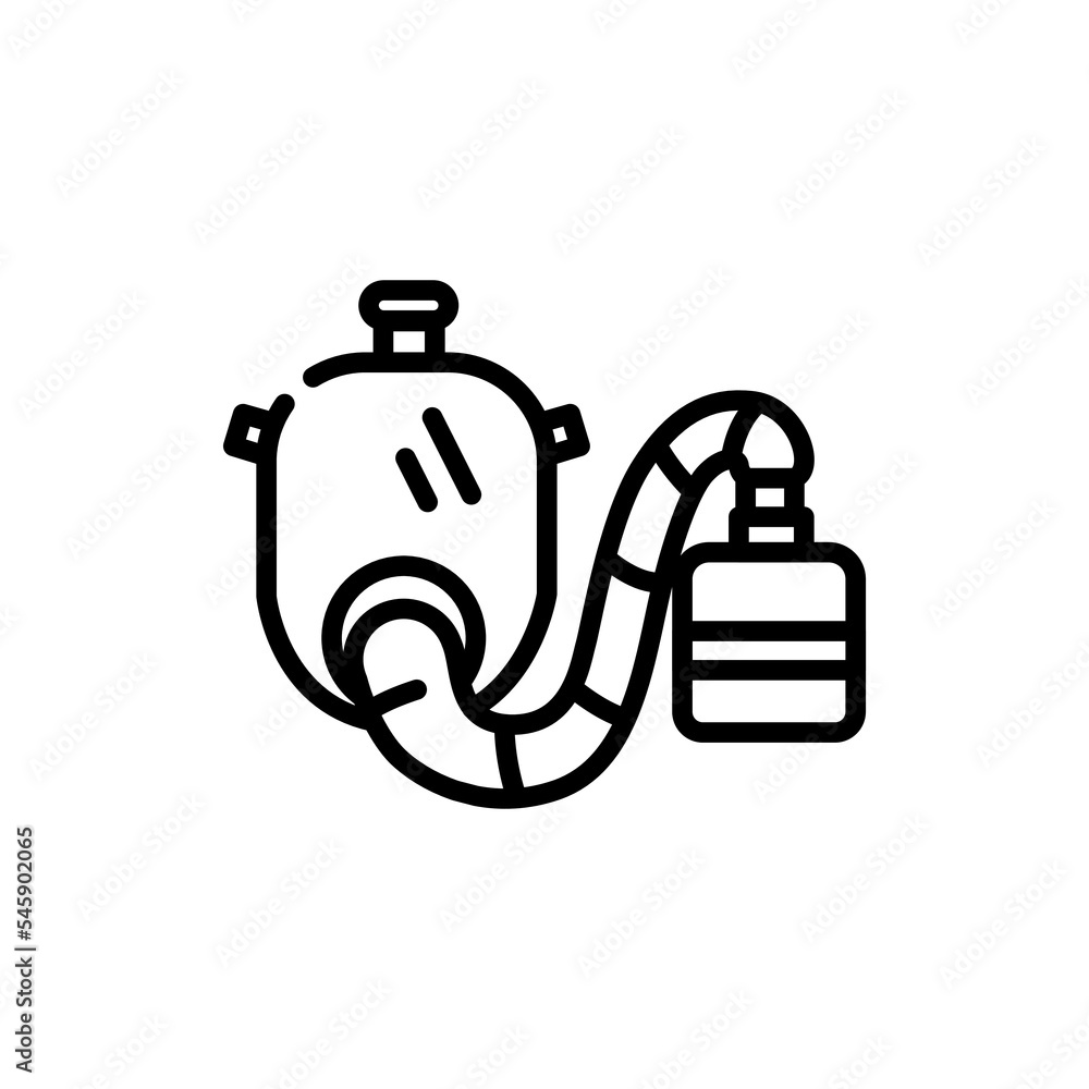 Respirator mask black line icon. Oxygen breathing apparatus Respirator mask black line icon. Oxygen breathing apparatus