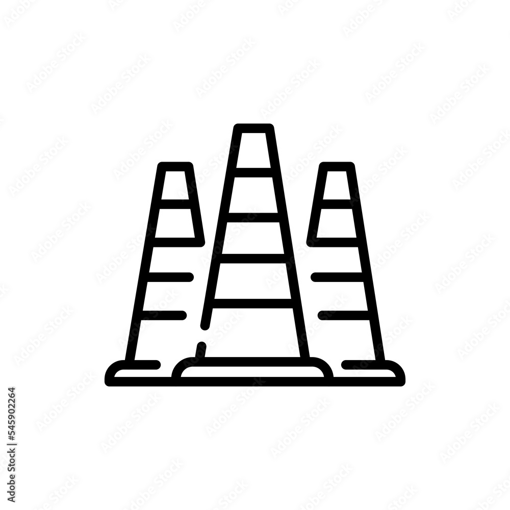 Traffic cone black line icon. Stop symbol. Traffic cone black line icon. Stop symbol.