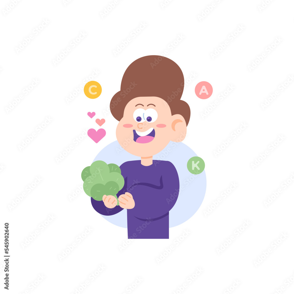 a boy who really likes vegetables. likes to eat green vegetables. food, nutrition, vitamins. vegans or vegetarians. funny, cute, and packaged characters. cartoon illustration design a boy who really likes vegetables. likes to eat green vegetables. food, nutrition, vitamins. vegans or vegetarians. funny, cute, and packaged characters. cartoon illustration design
