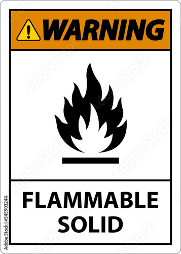 Warning Hazardous Signs Flammable Solid On White Background