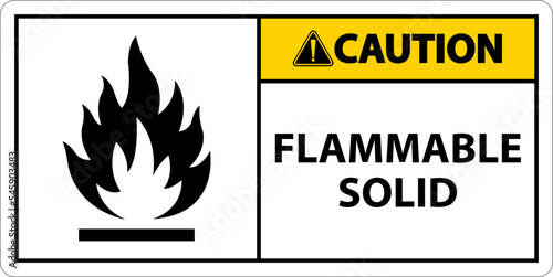 Caution Hazardous Signs Flammable Solid On White Background