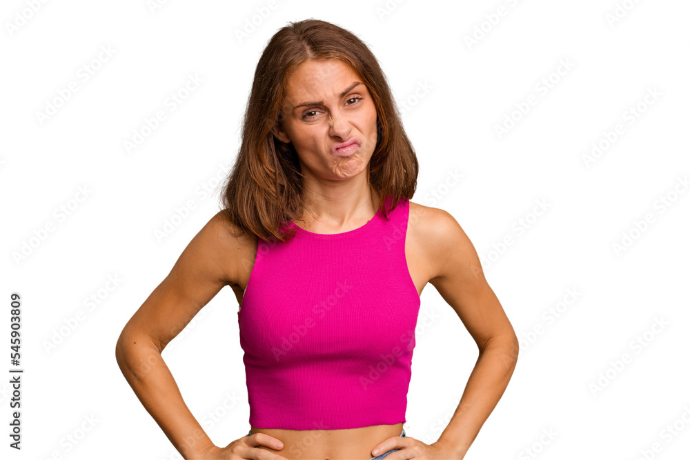 Young caucasian woman isolated sad, serious face, feeling miserable and displeased. Young caucasian woman isolated sad, serious face, feeling miserable and displeased.