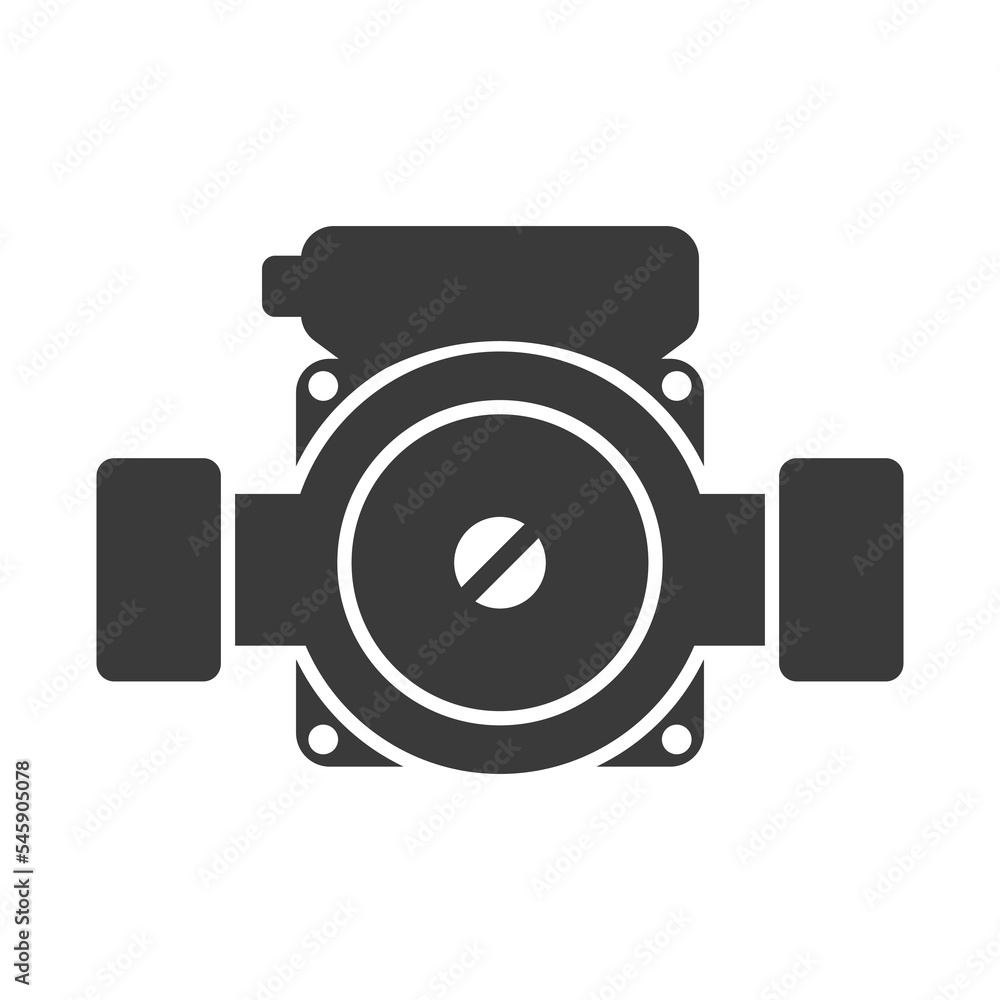 Water circulation pump glyph icon isolated on white background.Vector illustration. Water circulation pump glyph icon isolated on white background.Vector illustration.