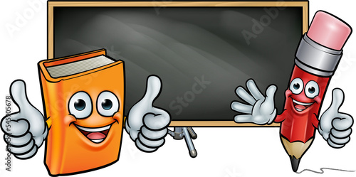 Book and Pencil Mascots and...