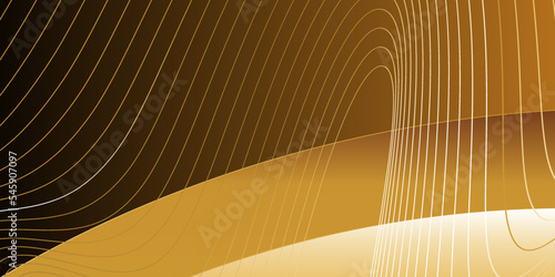 Vector golden brown abstract background with waves and stripes.