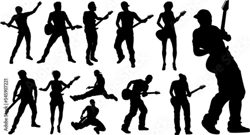 Silhouette Guitarist Musicians Set