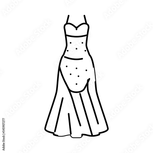 princess bride dress line icon vector illustration