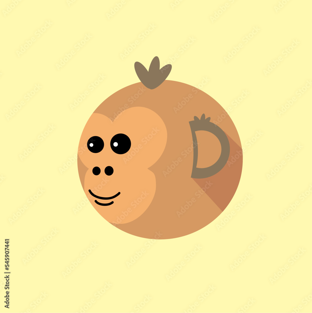 Fototapeta premium Cute monkey head icon illustration logo with minimalist design.