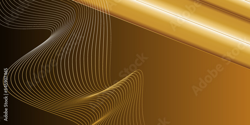 Vector golden brown abstract background with waves and stripes.