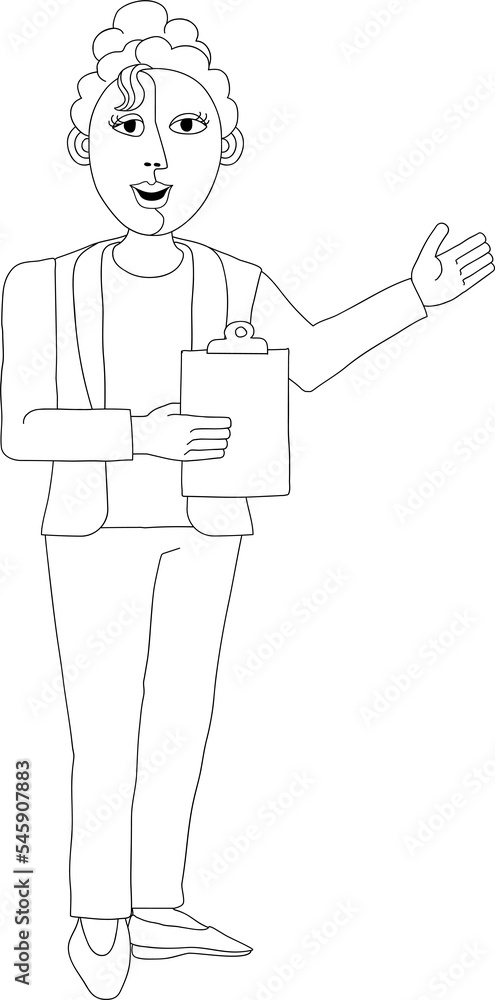 Woman With Clipboard Pointing Illustration Woman With Clipboard Pointing Illustration