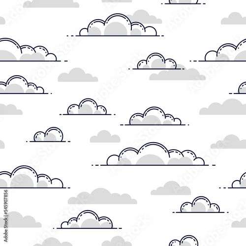 Clouds seamless background, weather and outdoors, cloudscape sky, vector wallpaper or web site background.
