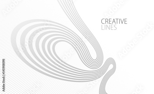 Wave lines in 3D perspective vector abstract background with smooth gradient of light grey and white monochrome colors, easy relaxing motion.