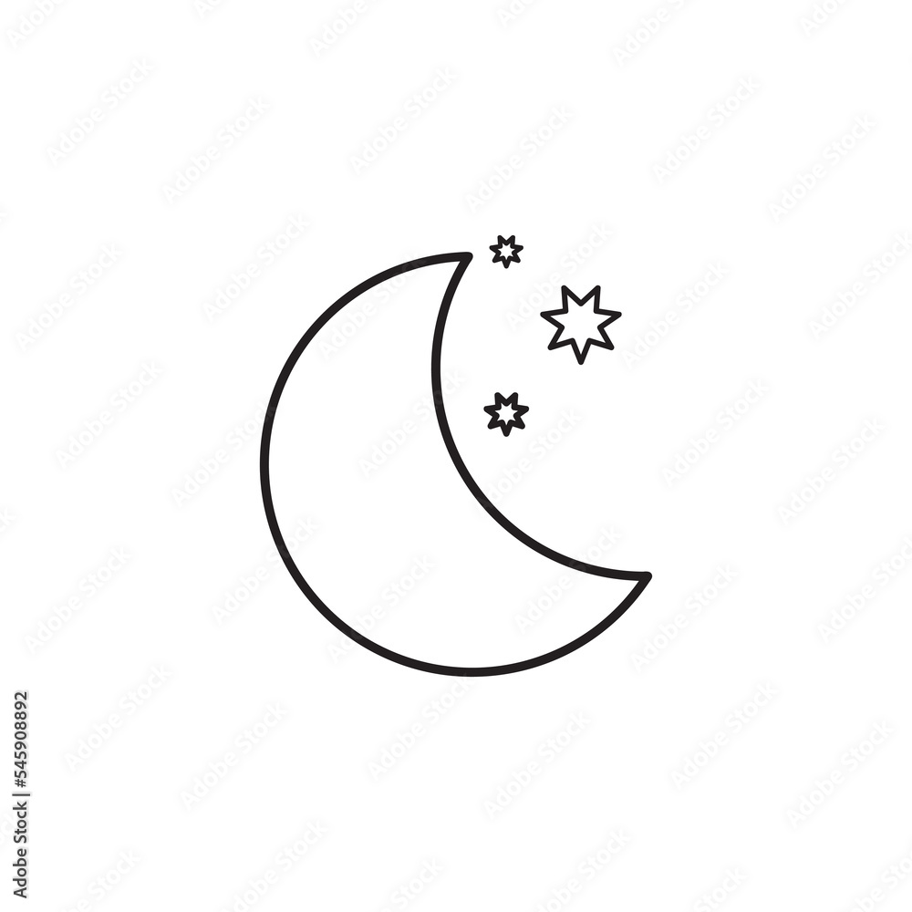 Moon icon, flat design illustration Moon icon, flat design illustration