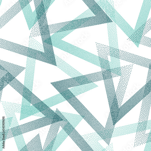 Geometric dotwork triangles vector seamless pattern design.