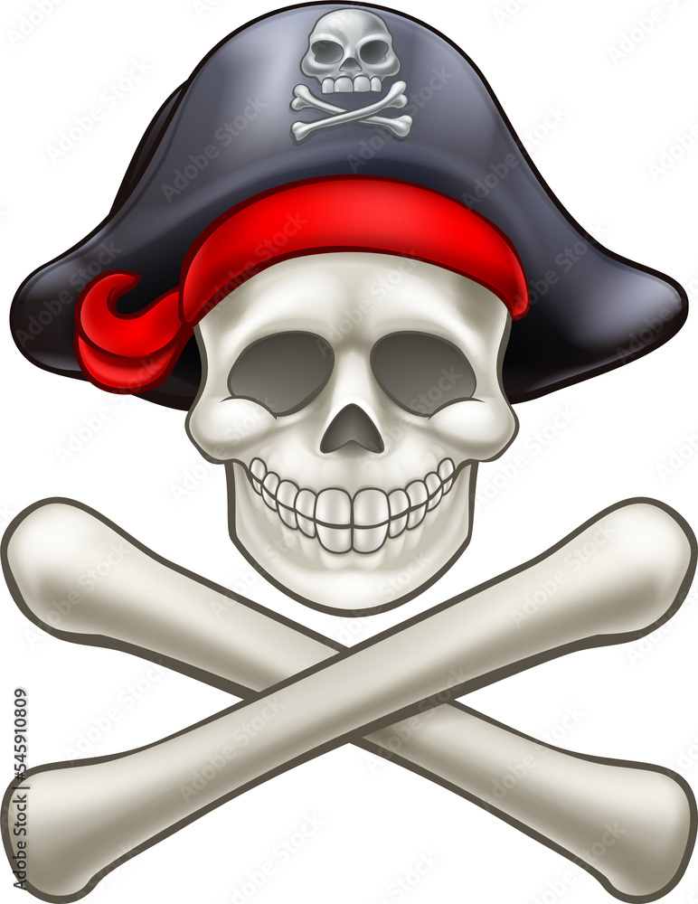 Cartoon Skull and Crossbones Pirate Stock Illustration | Adobe Stock