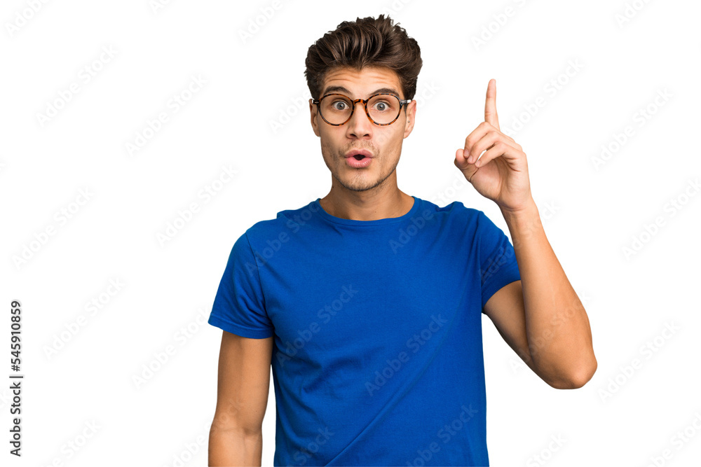 Young caucasian handsome man isolated having some great idea, concept of creativity. Young caucasian handsome man isolated having some great idea, concept of creativity.