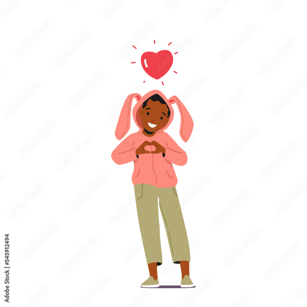Little Black Child Show Love Gesture with Red Heart over Head Isolated on White Background. Positive African Toddler Little Black Child Show Love Gesture with Red Heart over Head Isolated on White Background. Positive African Toddler