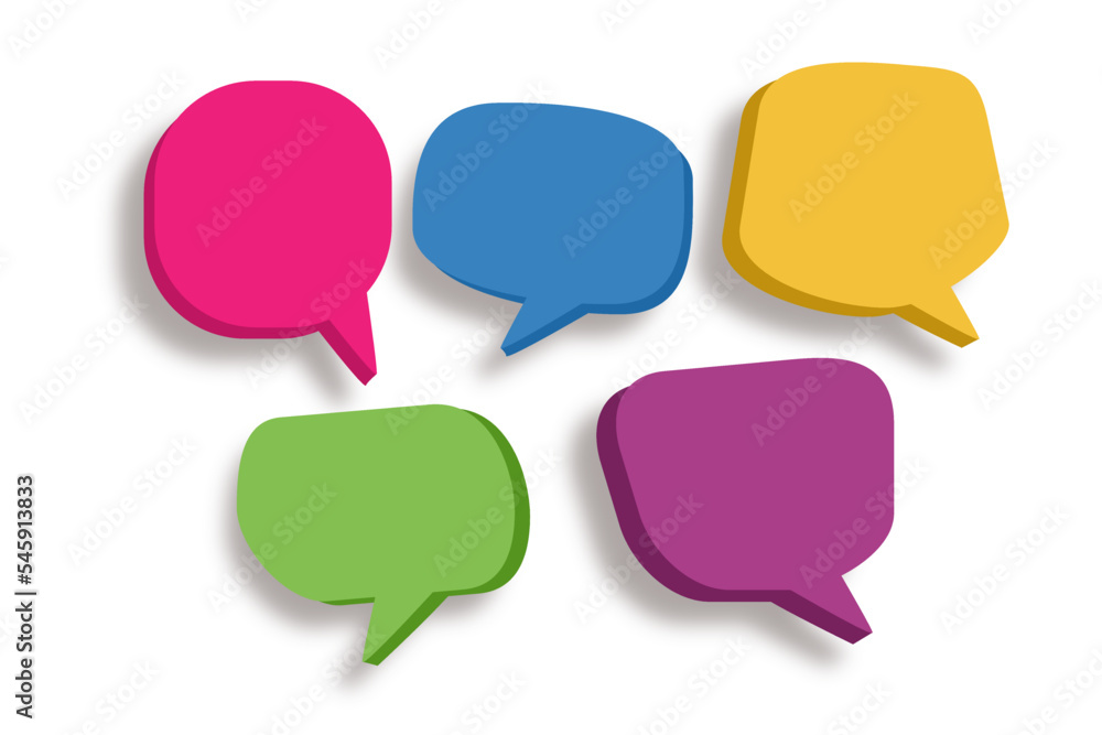 group of blank multi color speech bubble icon on white background group of blank multi color speech bubble icon on white background