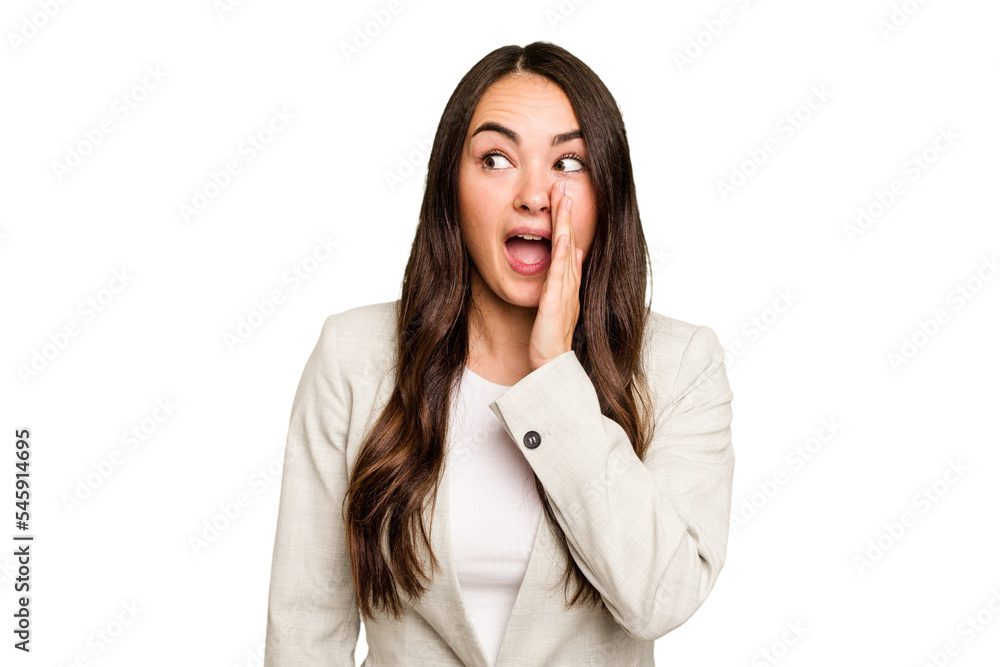 Young caucasian woman isolated on green chroma background shouting excited to front. Young caucasian woman isolated on green chroma background shouting excited to front.