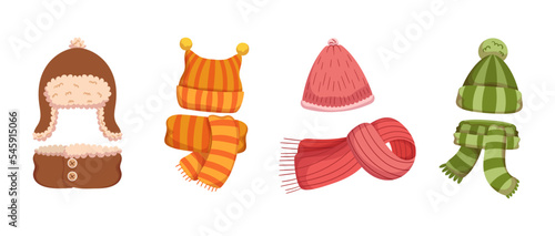 Funny Children Hats and Scarves for Cold Seasons, Warm Autumn and Winter Textile Caps for Girls or Boys with Cute Ears