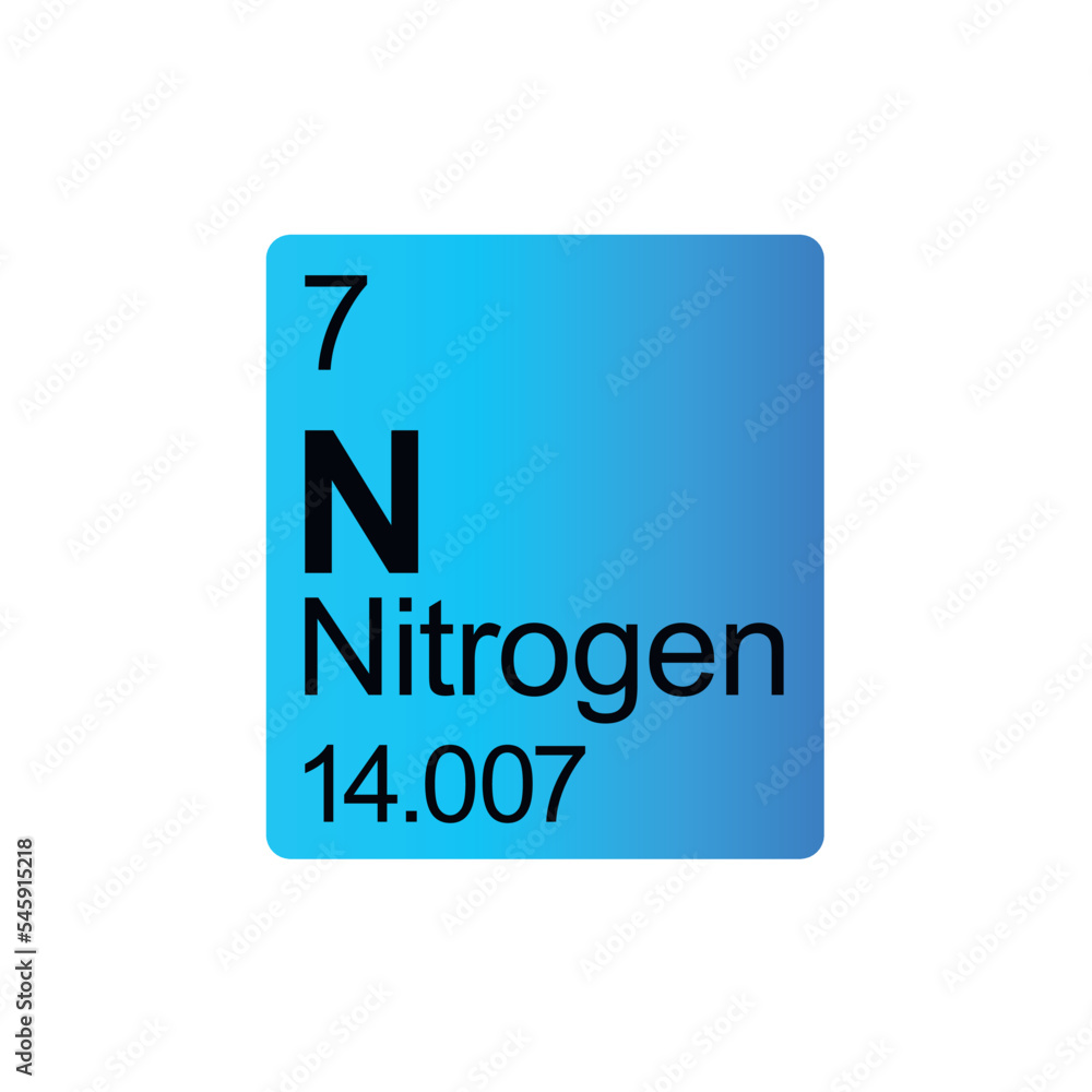 Nitrogen chemical element of Mendeleev Periodic Table on blue background. Nitrogen chemical element of Mendeleev Periodic Table on blue background.