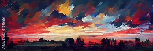 Canvastavla Abstract colorfuy dusk. sky scenary