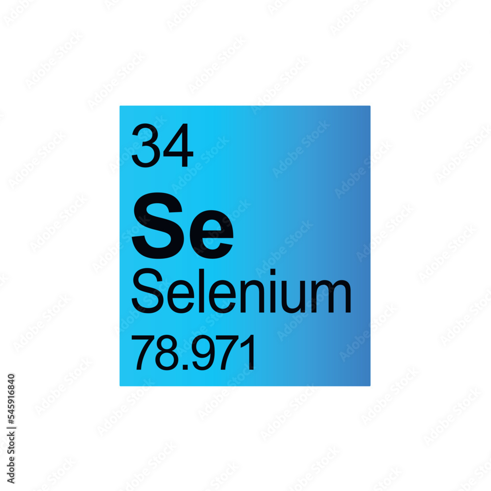 Selenium chemical element of Mendeleev Periodic Table on blue background. Selenium chemical element of Mendeleev Periodic Table on blue background.