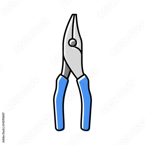 bent nose pliers color icon vector illustration
