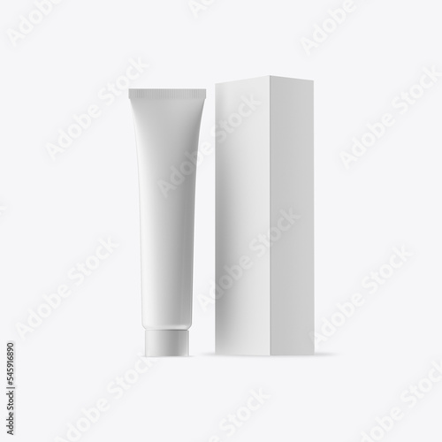 Box and Cosmetic Tube Mockup. 3D render