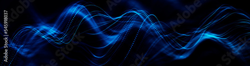 Abstract wave of connected hexagons. Futuristic polygonal background. Artificial intelligence. Big data technology. 3d rendering