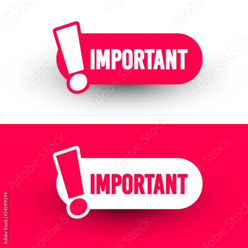 Set Of Rounded Label With Text Important