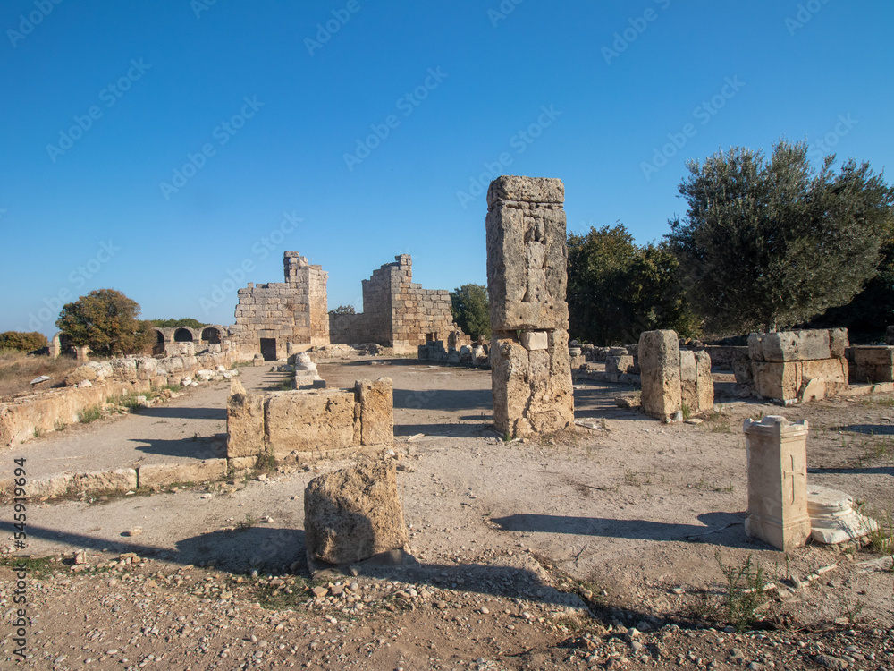 Perge, an ancient Greek city in Anatolia, a large site of ancient ruins, now in Antalya Province on the Mediterranean coast of Turkey