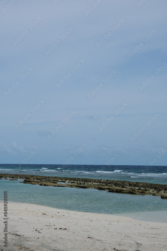 Beautiful beach of Fulidhoo, Maldives during sunny afternoon.