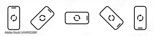 Rotate Mobile phone icon. Device rotation symbol signs stickers, vector illustration