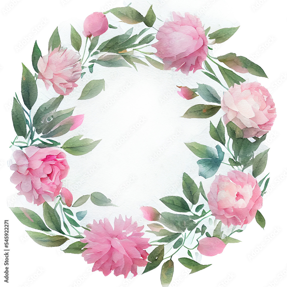 Silver sage and blush pink flowers design frame. Ivory beige and dusty rose, white peony, protea, ranunculus, eucalyptus. Wedding floral. Pastel watercolor background.