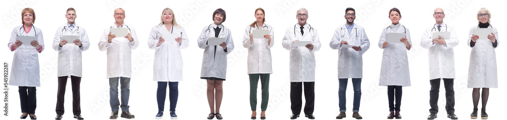 group of doctors with clipboard isolated on white group of doctors with clipboard isolated on white
