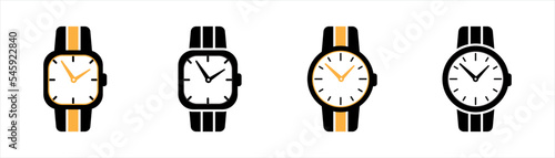 Smart watch icon. Wristwatch symbol. Watch signs stickers, vector illustration