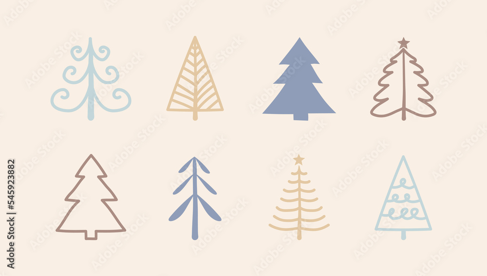 Design of Christmas icons - hand drawn trees. Vector Design of Christmas icons - hand drawn trees. Vector