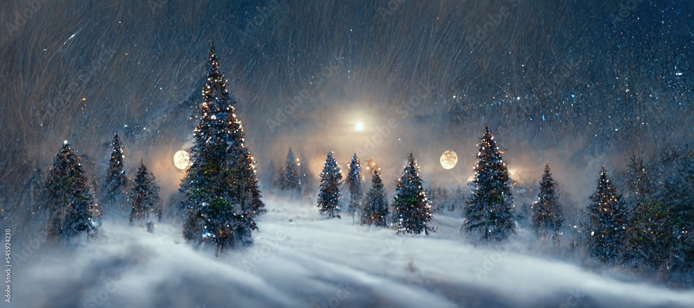 Fototapeta premium Winter landscape with snow