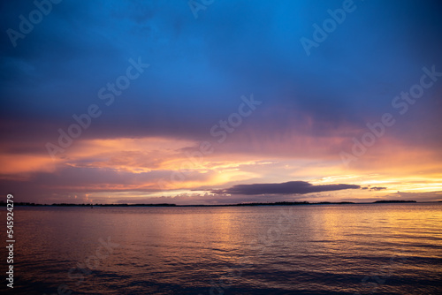 sunset sky over the Saint Mary's River ,Amelia Island Florida. photo