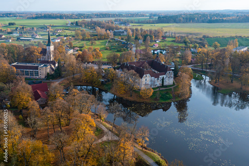 Jaunpils castle was built in 1301. as Livonia Order fortress. Latvia, view from above