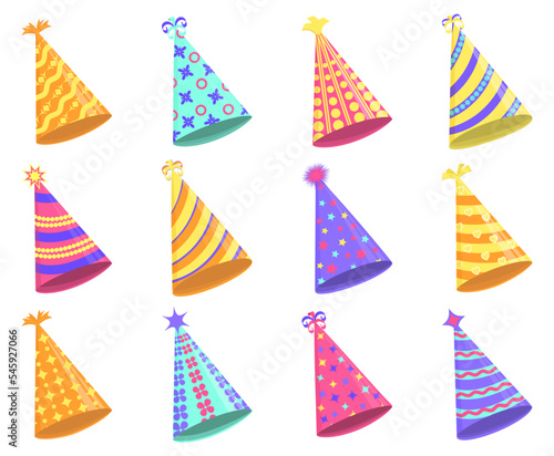 Party hat set isolated on a white. Vector illustration.