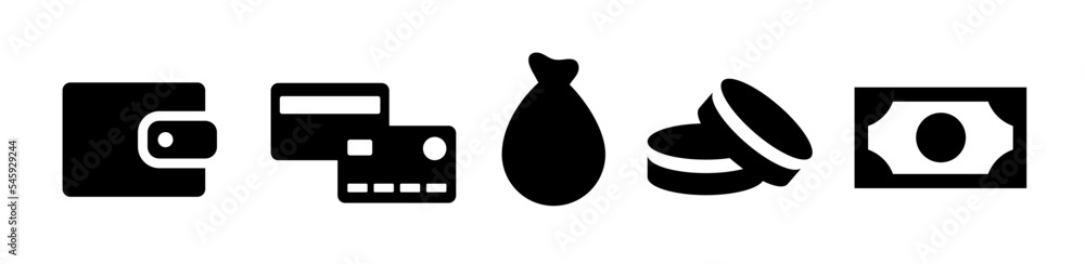 Business and finance icons. Vector set. Black icons isolated on white background.